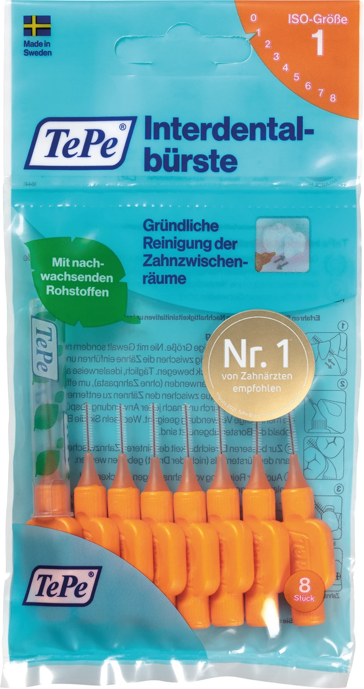 TePe® Interdentalbürsten Original Packung 8 Stück orange, Ø 0,45 mm TePe® Interdentalbürsten Original Packung 8 Stück orange, Ø 0,45 mm