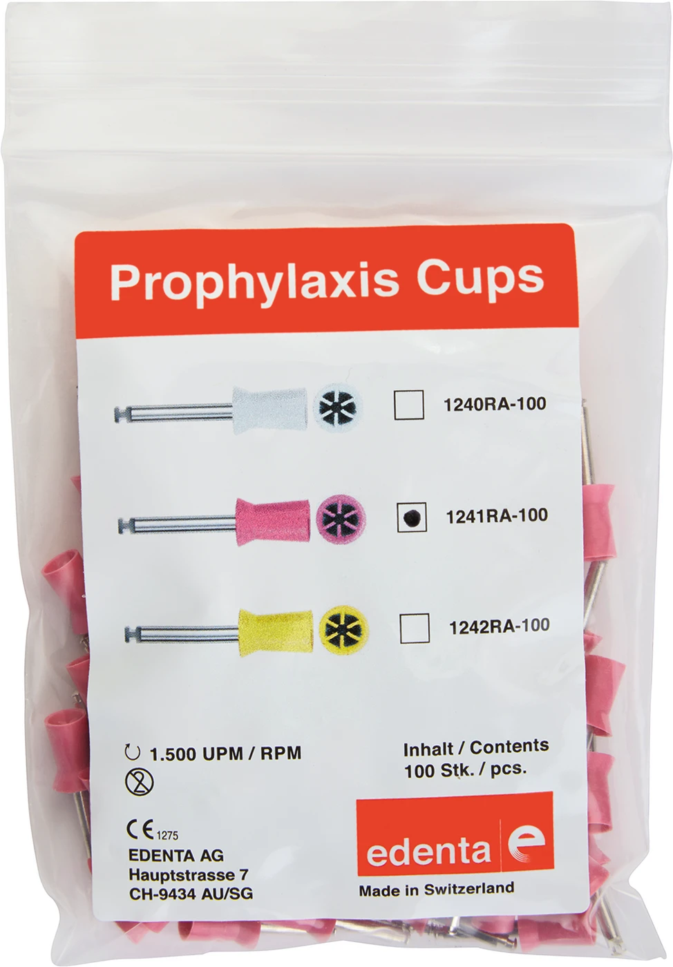 Prophy Polierer Packung 100 Stück rosa soft, RA, Figur 034, 9 mm, ISO 060