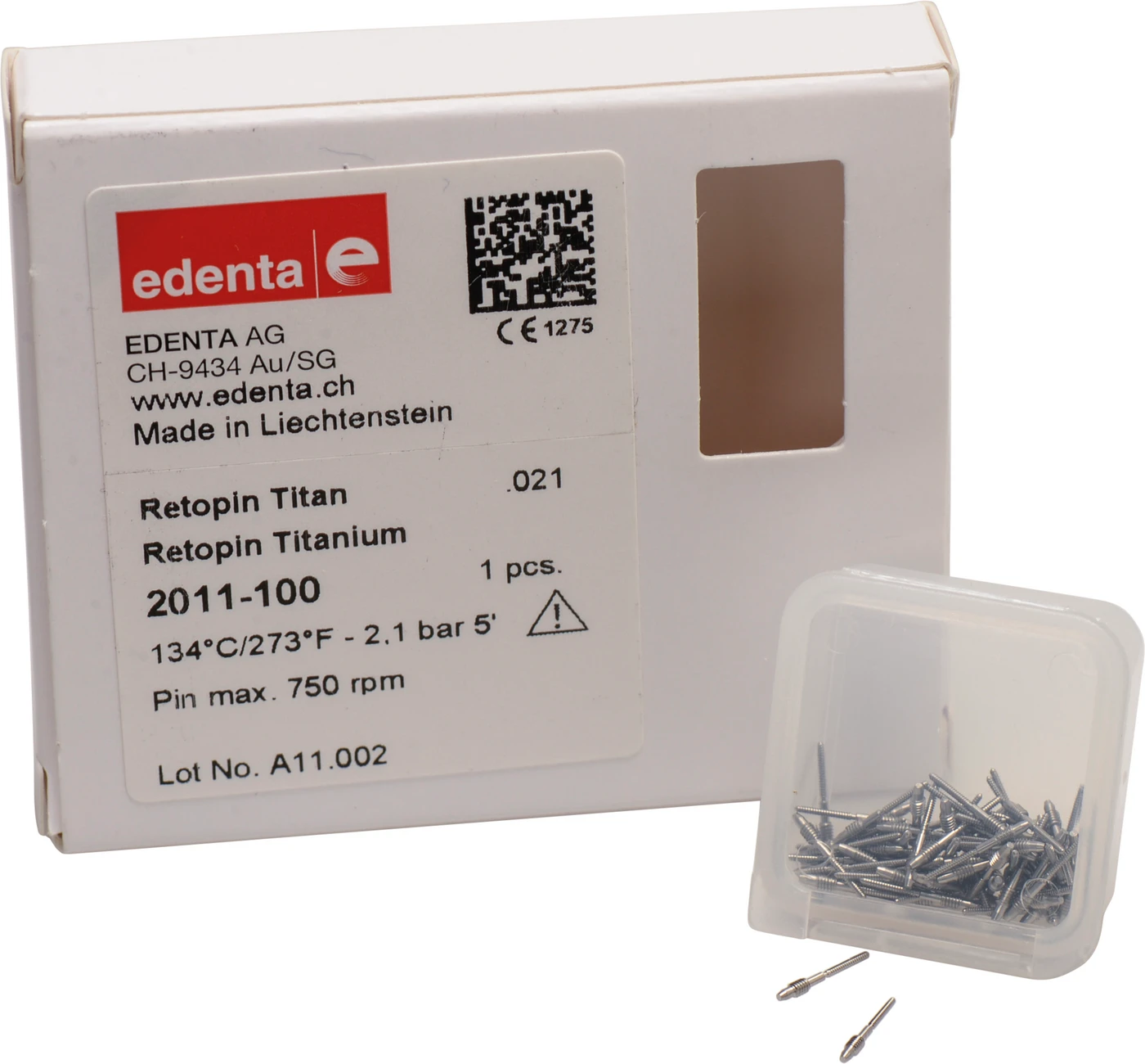 Retopin Packung 100 Stifte Titan .021"/0,6 mm