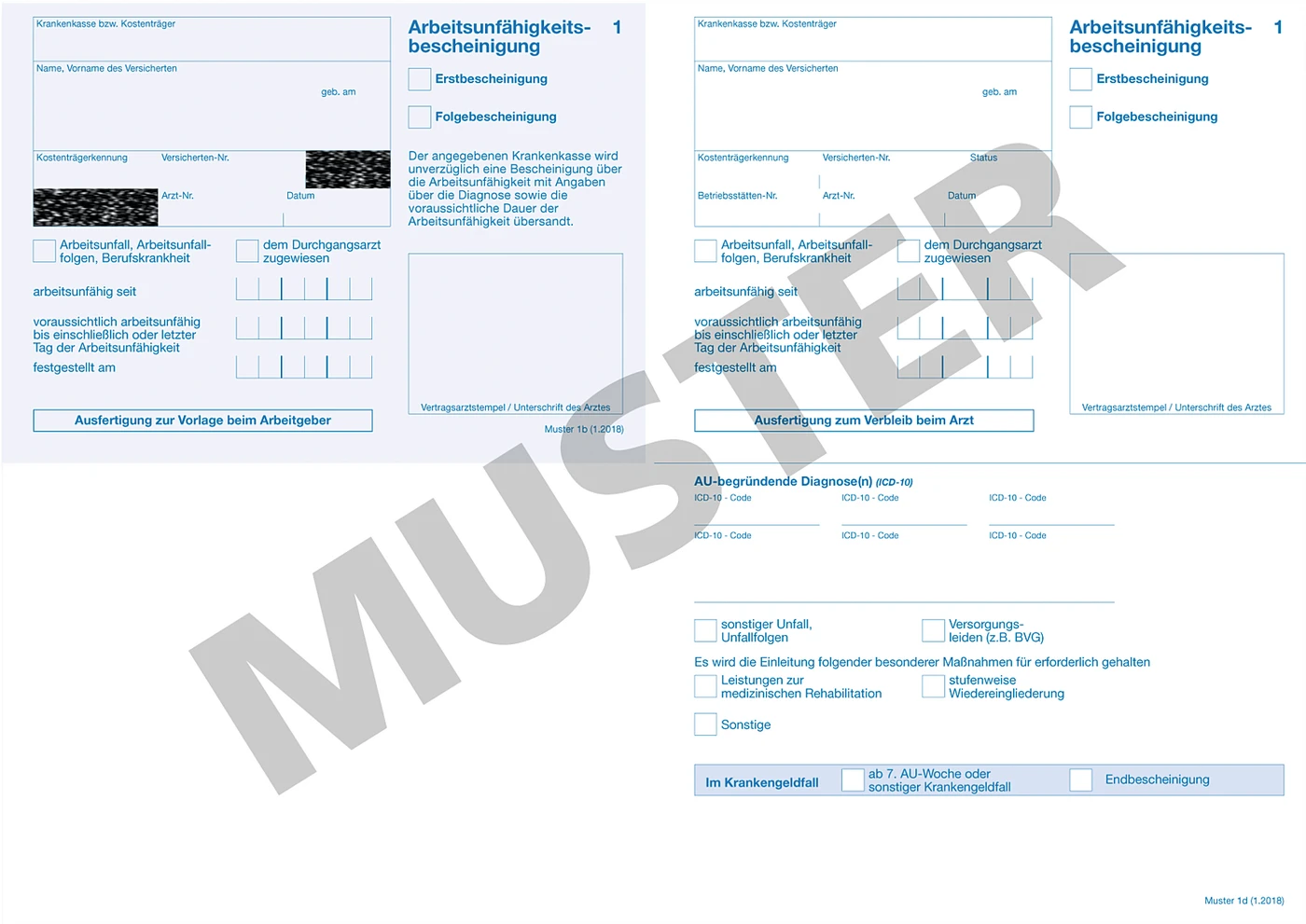 Arbeitsunfähigkeitsbescheinigung Stück 50 Blatt