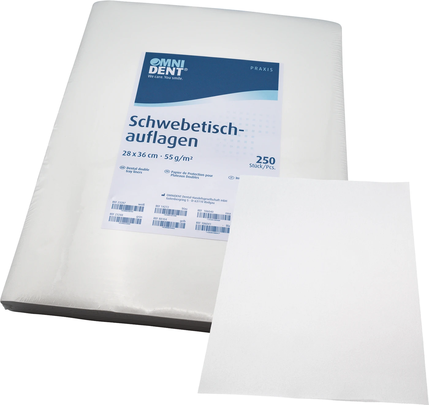 Schwebetischauflagen Packung 250 Stück 28 x 36 cm, weiß