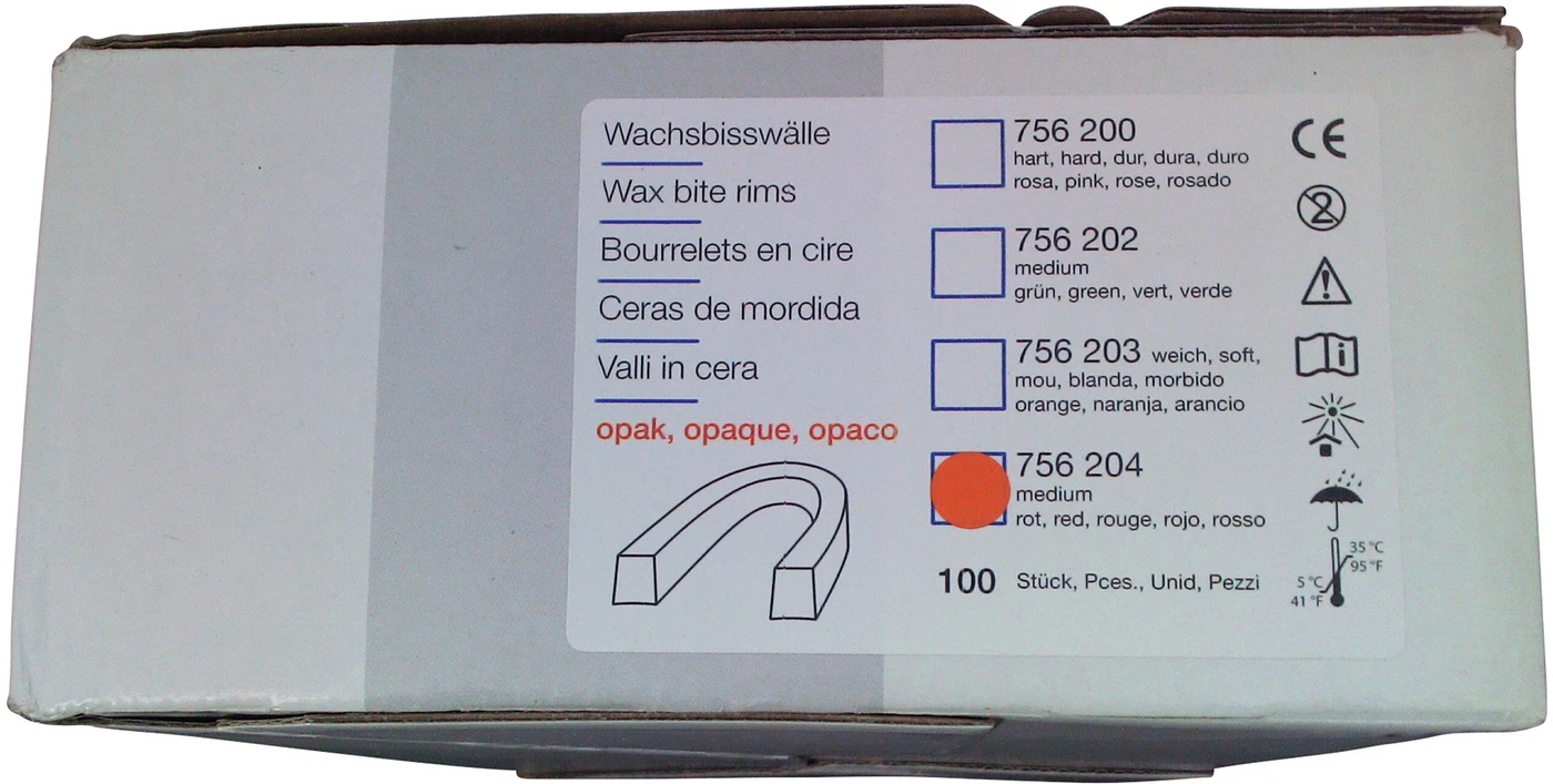 Wachsbisswälle Packung 100 Stück rot/opak, mittel Wachsbisswälle Packung 100 Stück rot/opak, mittel
