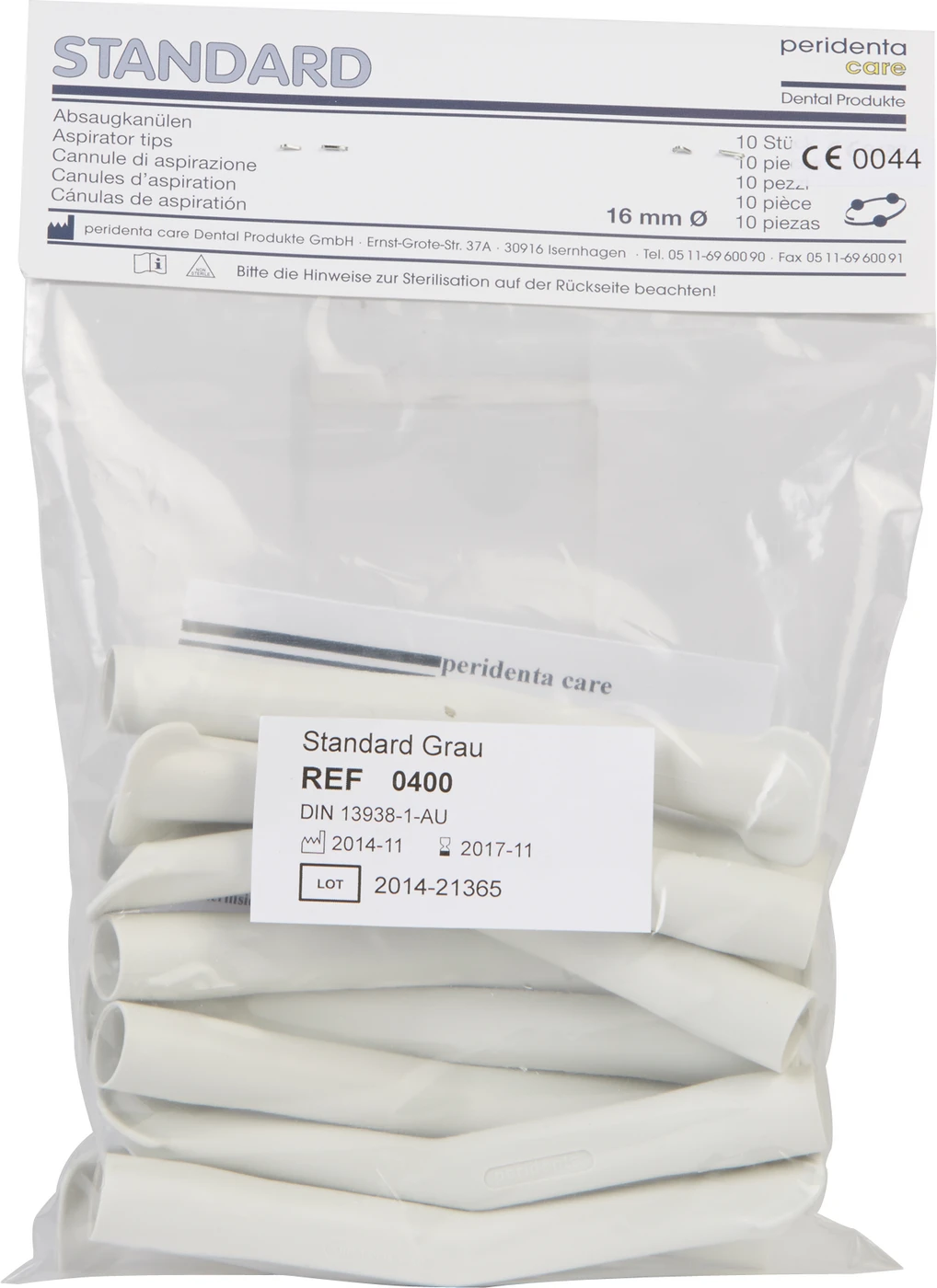 Absaugkanülen Standard Packung 10 Stück beige/grau