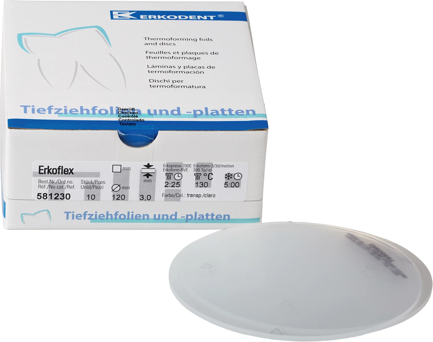 Erkoflex transparent Packung 10 Stück transparent, Ø 120 mm, Stärke 3 mm