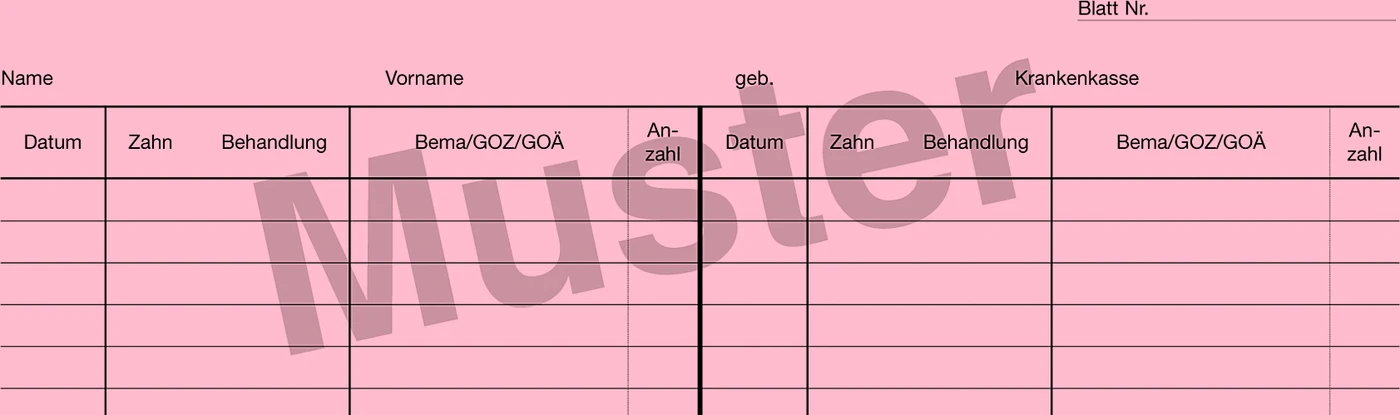 Krankenblatt C Stück 100 Blatt rosa