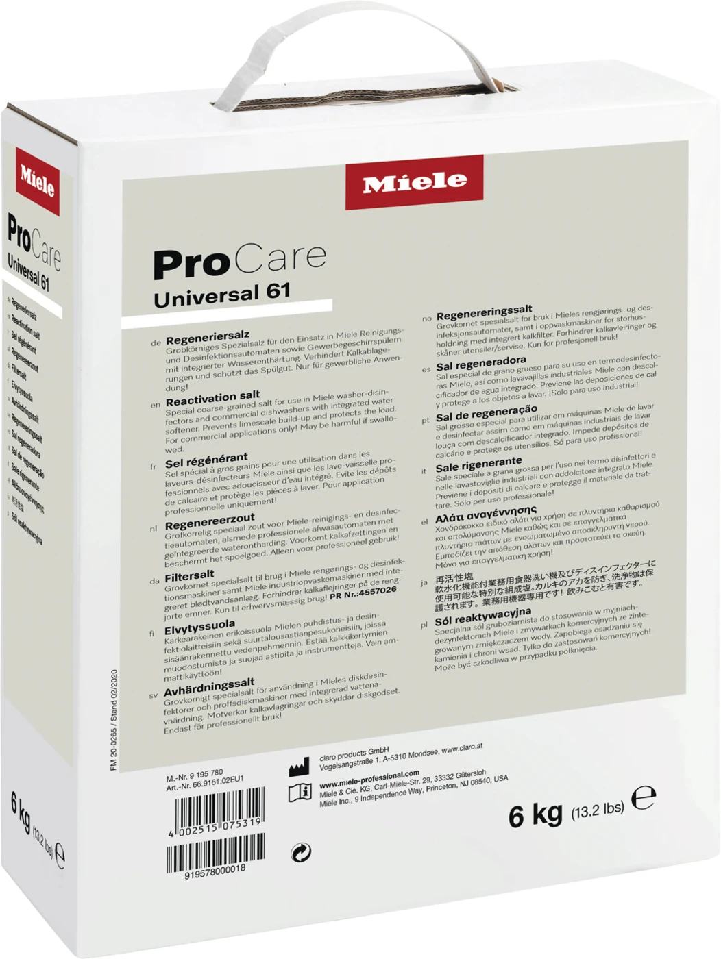 ProCare Universal 61 Regeneriersalz Packung 3 x 2 kg