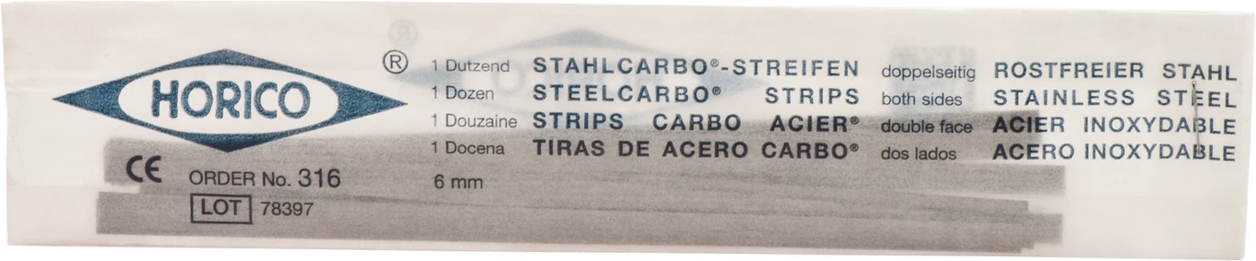 Stahlcarbo® Streifen Packung 12 Stück doppelseitig, 6 mm breit, Stärke 0,2 mm