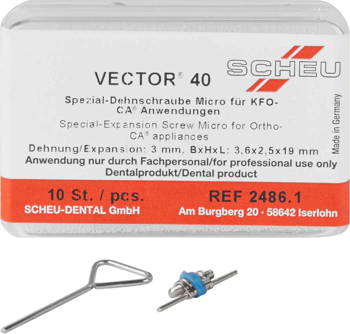 VECTOR® Spezialschraube nach Prof. Hinz Packung 10 St. (B x H x L) 3,6 x 2,5 x 19 mm, Dehnung 3 mm