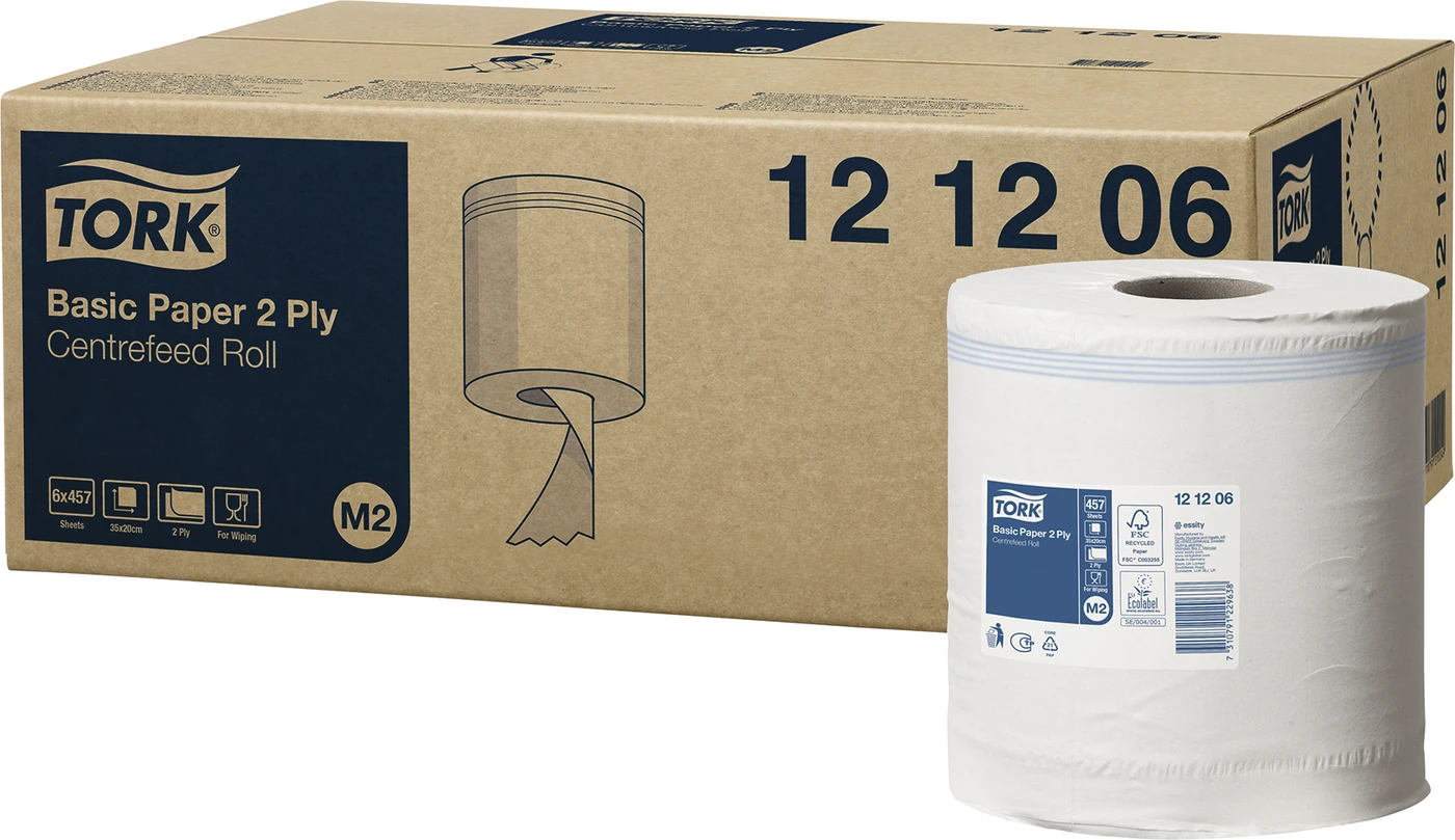 TORK® Standard Papierwischtücher M2 System Packung 6 Rollen 2-lagig, weiß