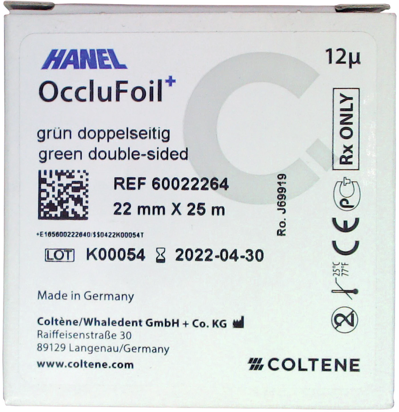HANEL OccluFoil+, doppelseitig 12µ Rolle 25 m grün, 22 mm breit, PET HANEL OccluFoil+, doppelseitig 12µ Rolle 25 m grün, 22 mm breit, PET