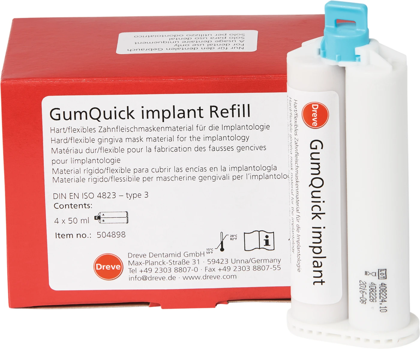 GumQuick implant Nachfüllpackung 4 x 50 ml Doppelkartusche, 12 Mischkanülen, 10 ml Duosep