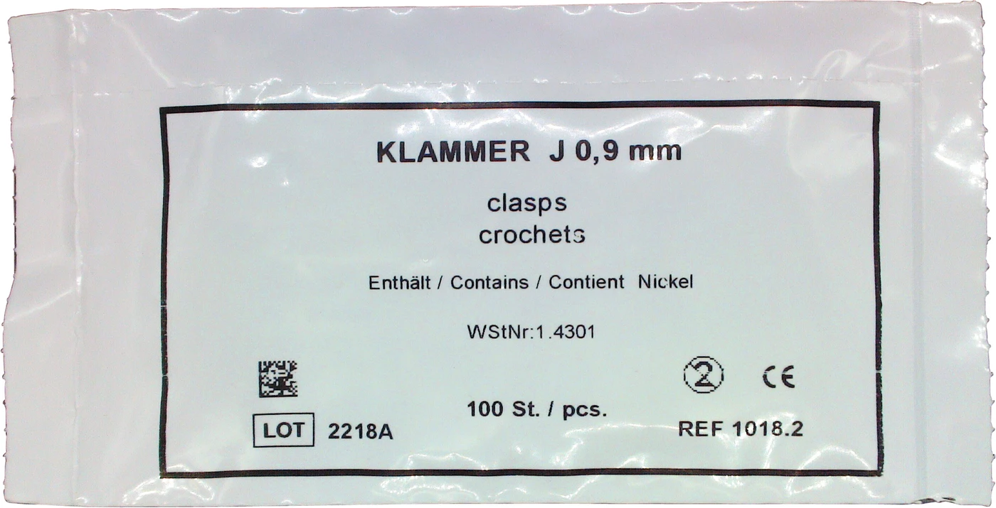 J-Klammern Packung 100 Stück, gerade, Ø 0,9 mm J-Klammern Packung 100 Stück, gerade, Ø 0,9 mm