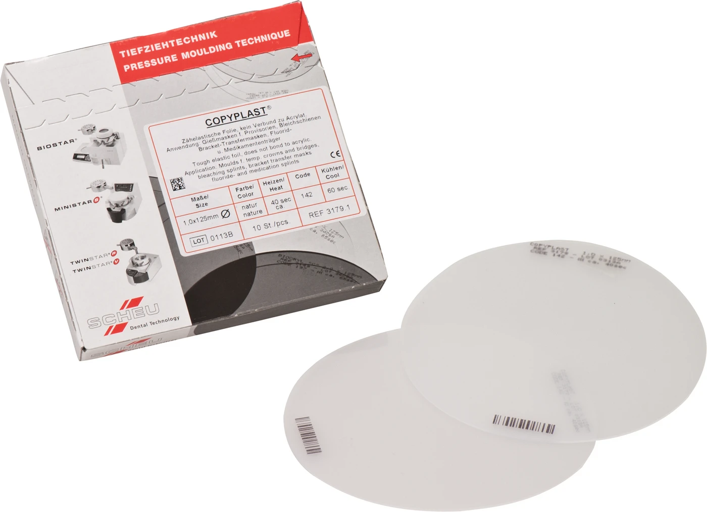 COPYPLAST® Packung 10 Stück rund, Ø 125 mm, Stärke 1 mm