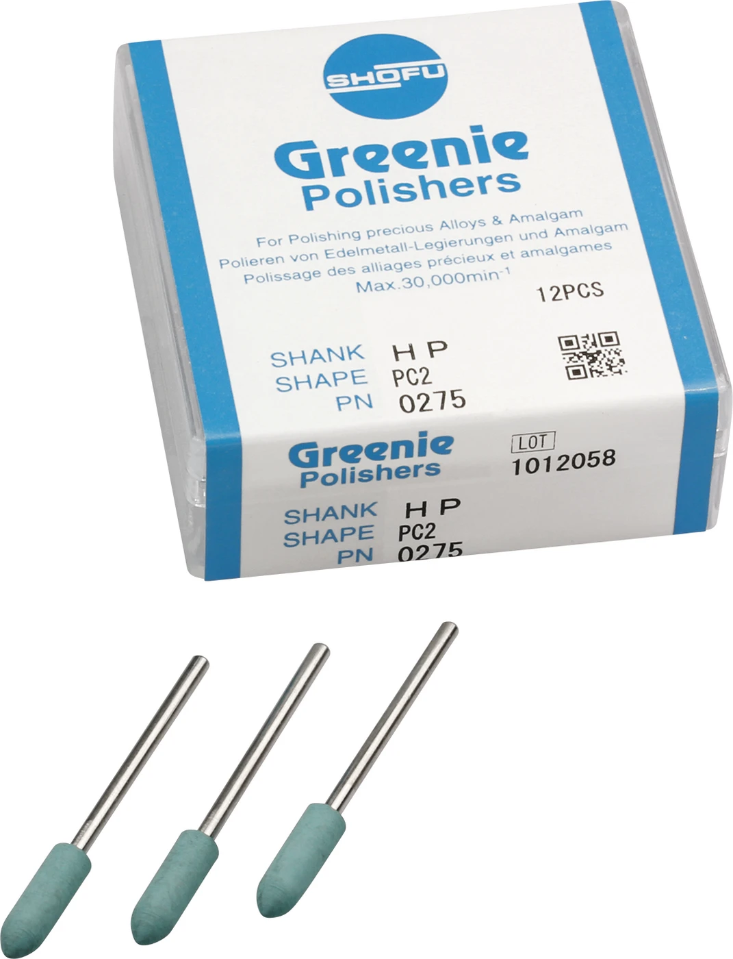 Silikonpolierer Packung 12 Stück grün, HP, Figur PC2, ISO 050