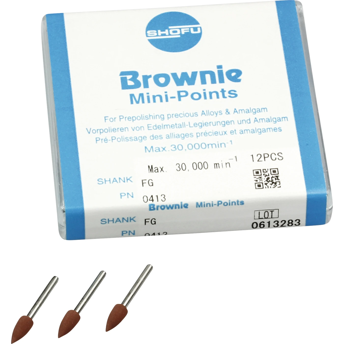 Silikonpolierer Packung 12 Stück braun, FG, Figur Minispitze, ISO 030