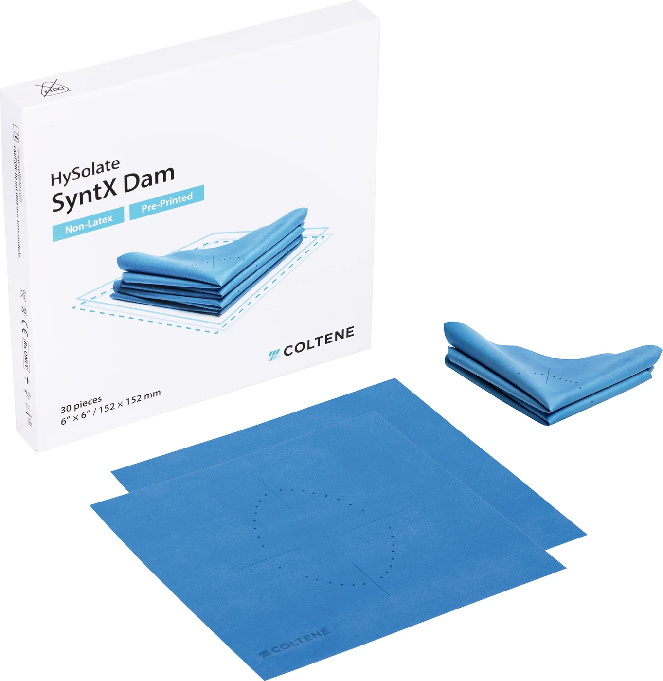 HySolate SyntX Dam Packung 30 Stück blau, ohne Latex, 152 x 152 mm
