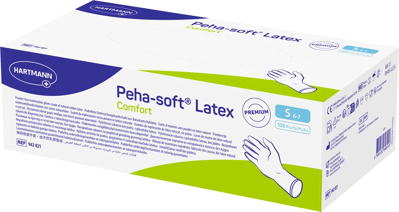 Peha-soft® Latex Comfort Packung 100 Stück puderfrei, S Peha-soft® Latex Comfort Packung 100 Stück puderfrei, S