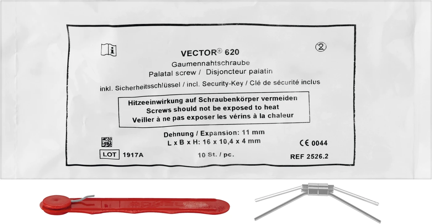 VECTOR® Gaumennaht-Schraube Packung 10 Stück VECTOR 620, (B x H x L) 10,4 x 4 x 15 mm, Dehnung 11 mm VECTOR® Gaumennaht-Schraube Packung 10 Stück VECTOR 620, (B x H x L) 10,4 x 4 x 15 mm, Dehnung 11 mm