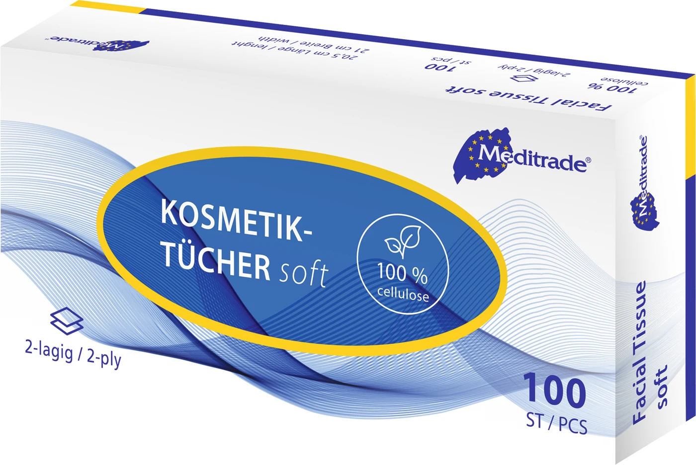 Kosmetiktücher Packung 100 Stück weiß, 2-lagig, 21,5 x 20,5 cm Kosmetiktücher Packung 100 Stück weiß, 2-lagig, 21,5 x 20,5 cm