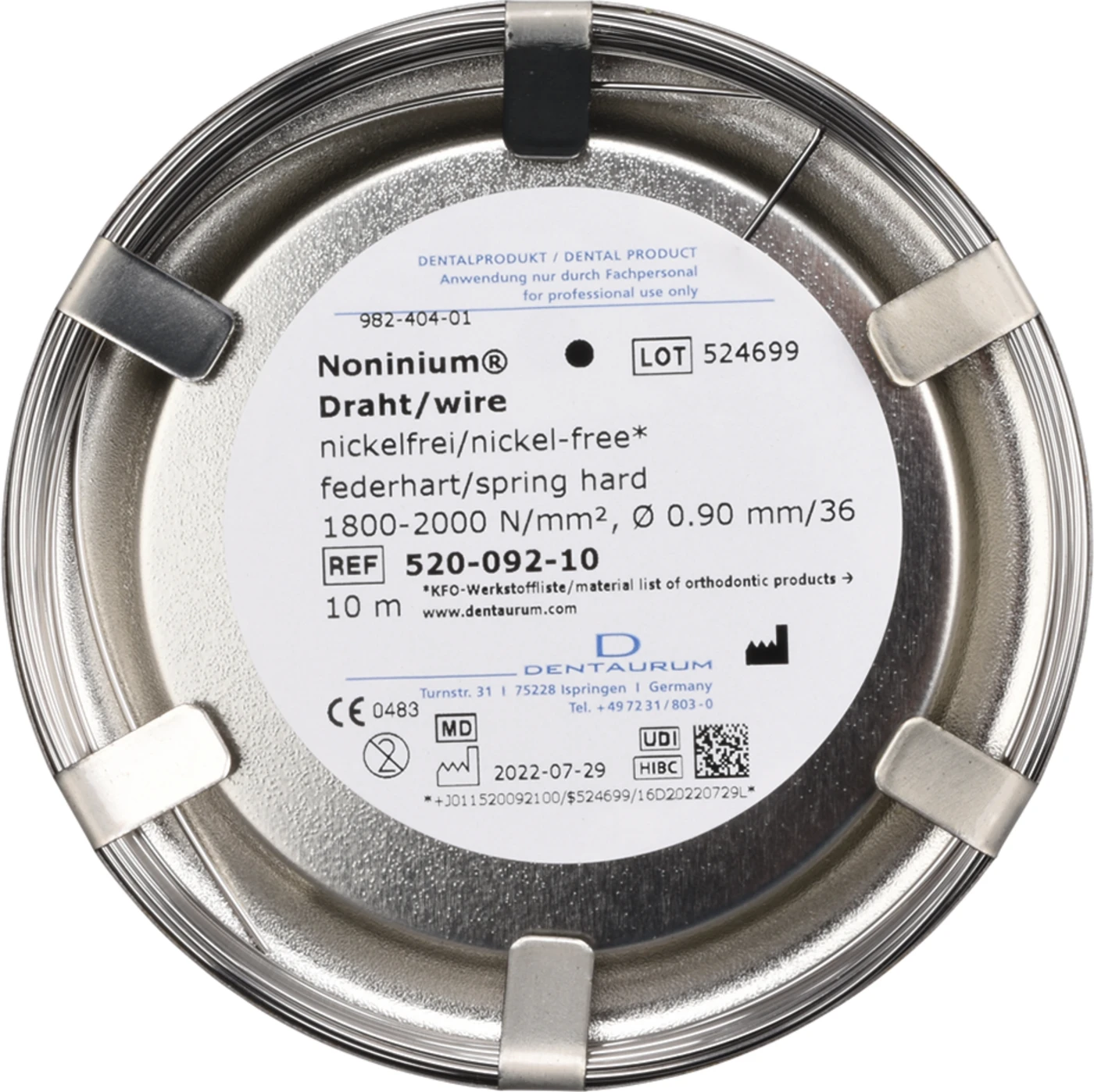 Noninium® Draht Rolle Draht rund, federhart, Ø 0,9 mm Noninium® Draht Rolle Draht rund, federhart, Ø 0,9 mm