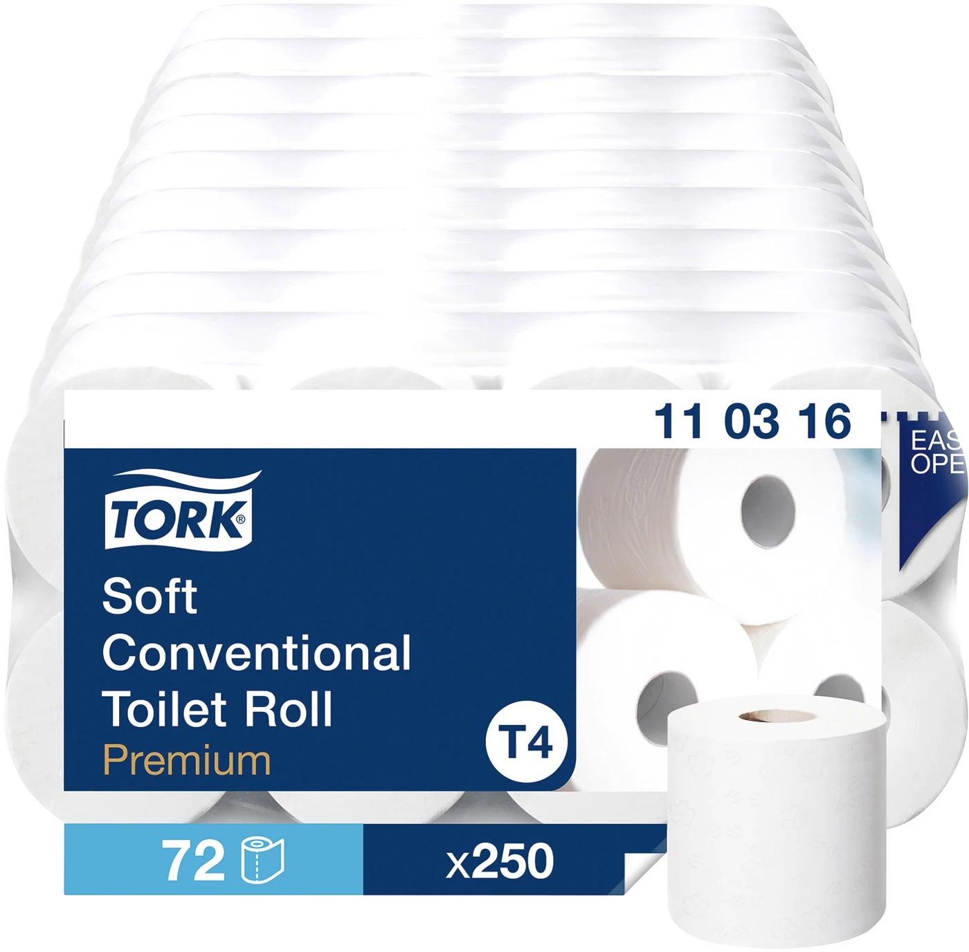 TORK® Premium Kleinrollen Toilettenpapier extra weich  Karton 9 x 8 Rollen 27,5 m, 3-lagig, 11 x 9,4 cm, weich, geprägt, weiß