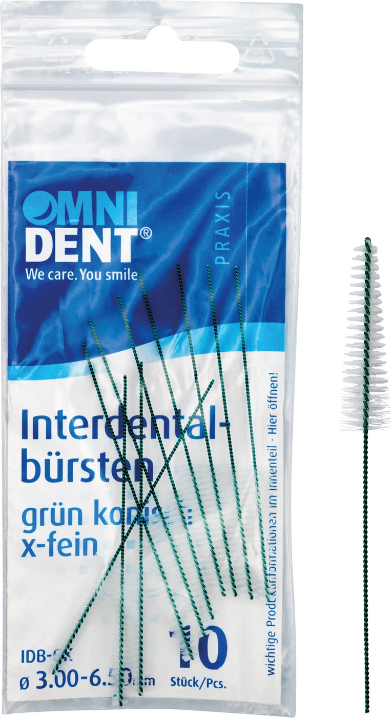 Interdentalbürsten Beutel 10 Stück grün, konisch x-fein
