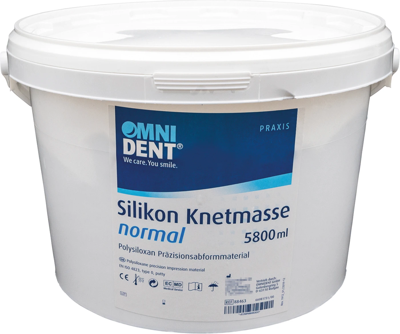 Silikon Knetmasse Eimer 5,8 Liter ohne Härter normal, Shore 60, weiß