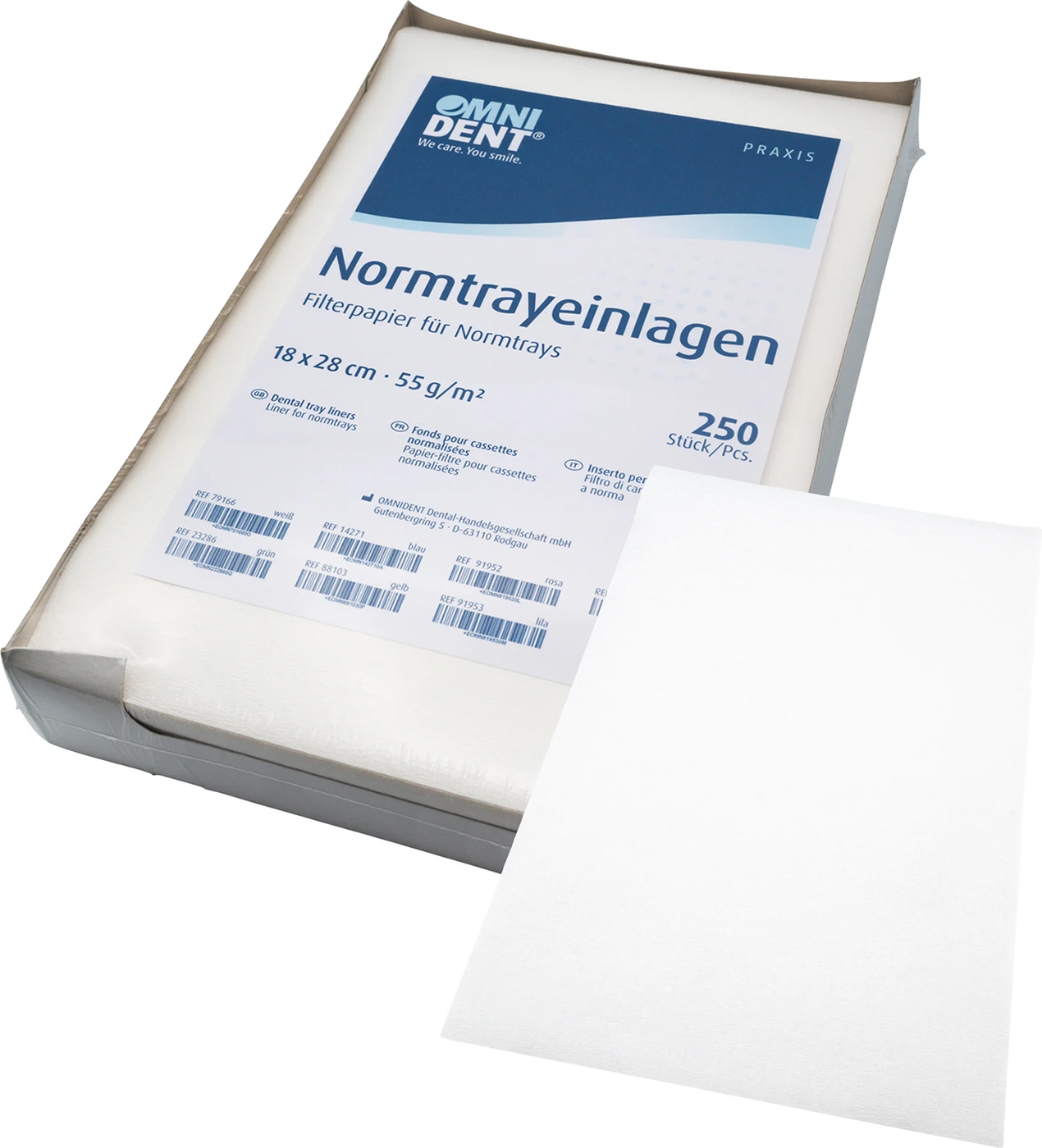 Normtrayeinlagen Packung 250 Stück 28 x 18 cm, weiß