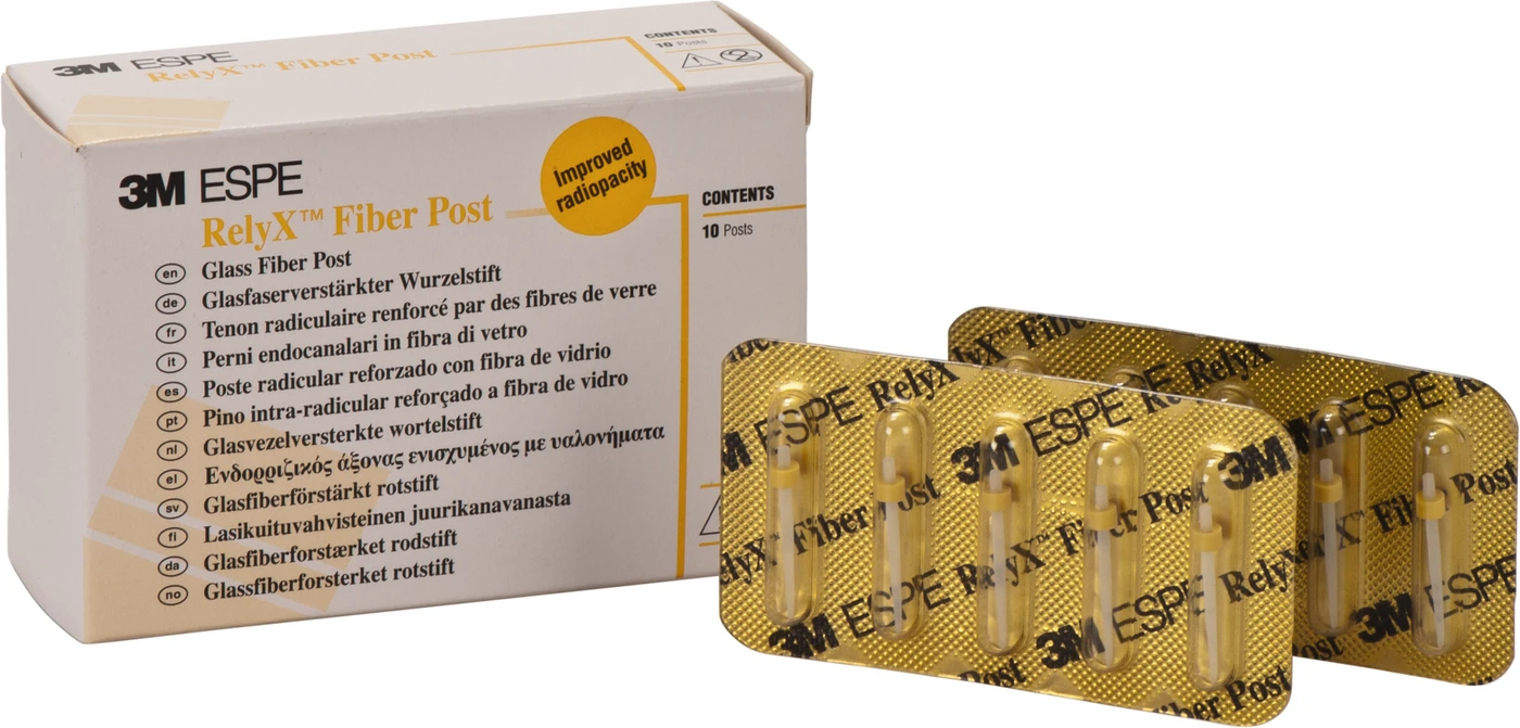 RelyX™ Fiber Post Packung 10 Stück gelb, Größe 1 Ø 1,3 mm