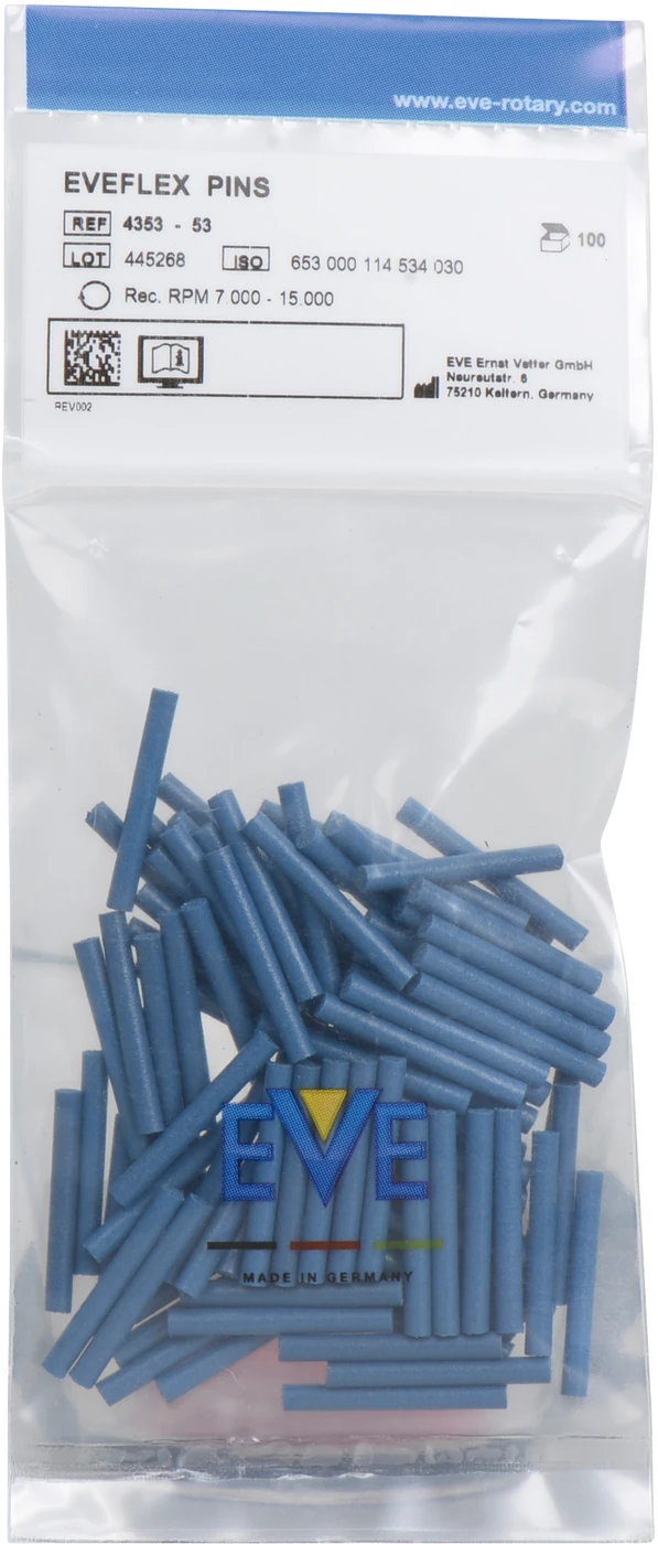 EVEFLEX Pins Packung 100 Stück unmontiert, blau sehr grob, Figur Stift, 3 x 23 mm