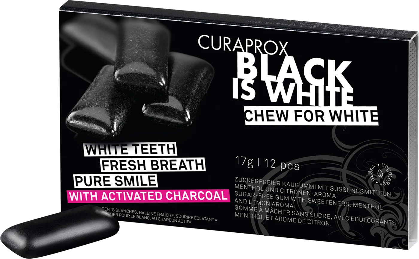 CURAPROX BLACK IS WHITE Kaugummi Packung 12 Stück CURAPROX BLACK IS WHITE Kaugummi Packung 12 Stück