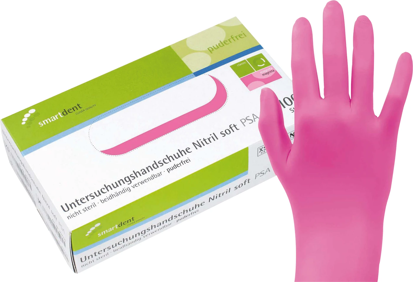 smart Nitrilhandschuhe Soft PF Packung 100 Stück puderfrei, magenta, XS