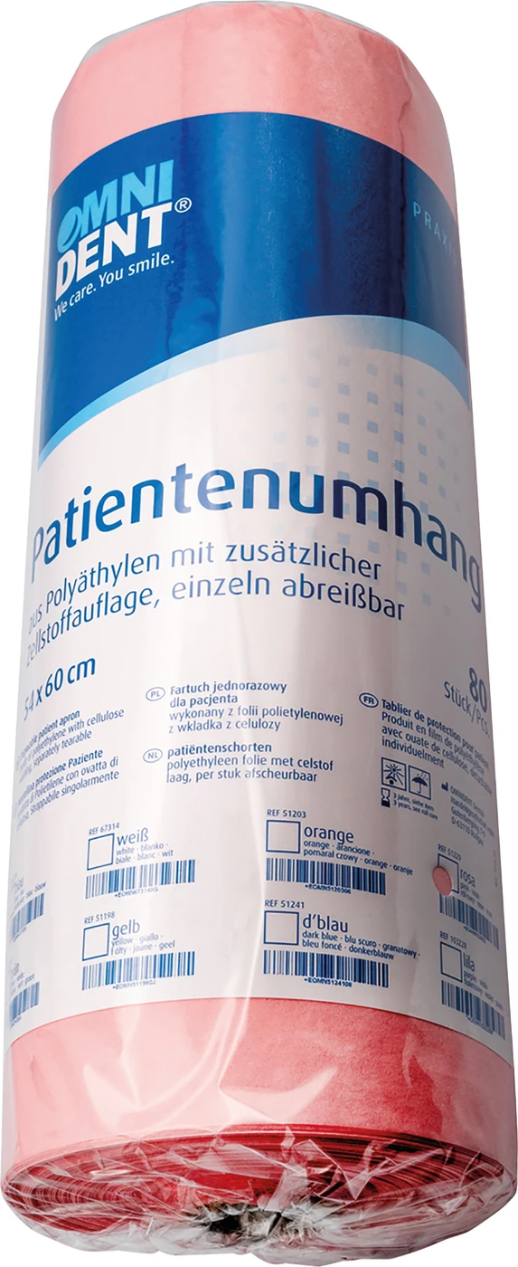 Einmal-Patientenumhang Rolle 80 Stück rosa, 54 x 60 cm