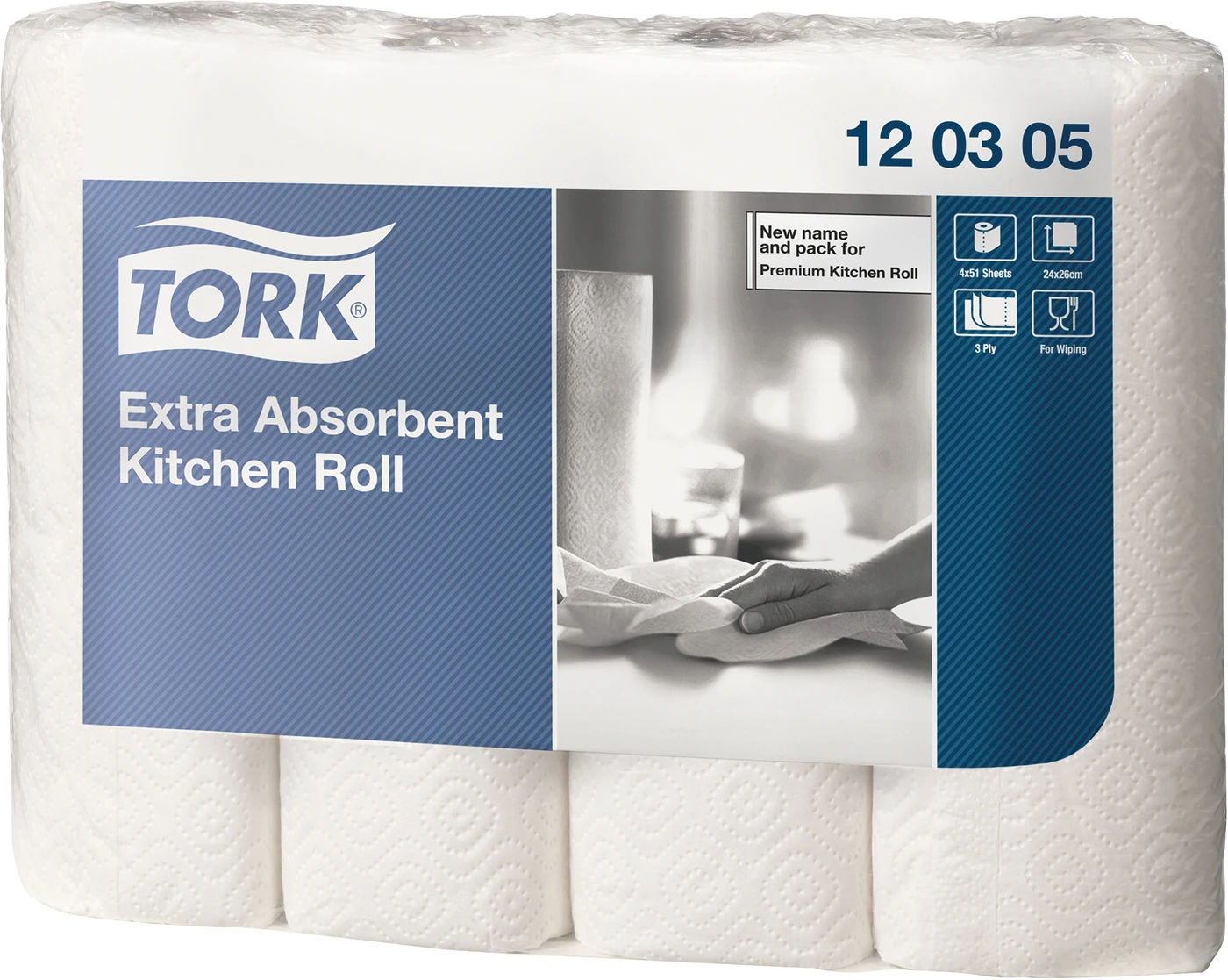 TORK® Premium Küchenrolle Karton 12 x 4 Stück 23,8 x 26 cm, geprägt, weiß