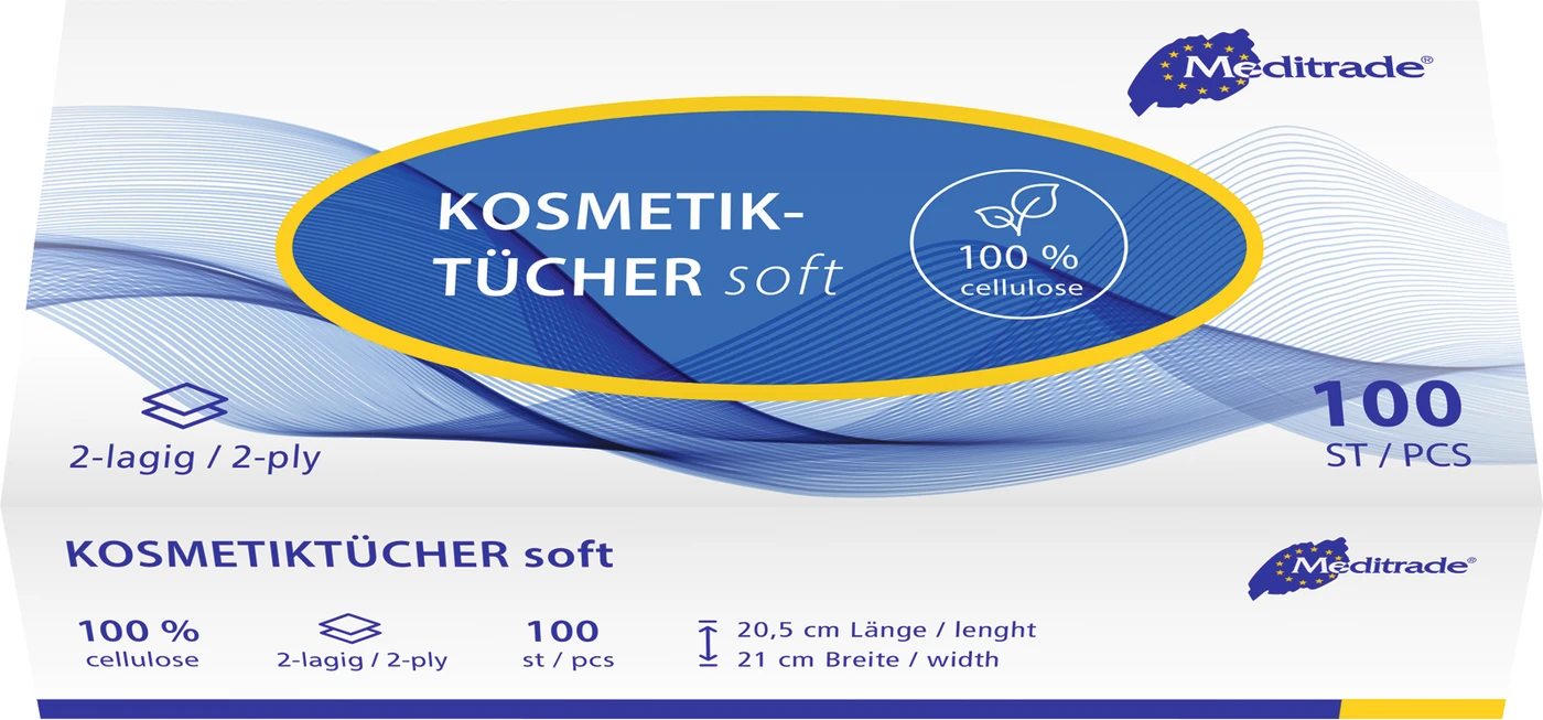 Kosmetiktücher Packung 100 Stück weiß, 2-lagig, 21,5 x 20,5 cm Kosmetiktücher Packung 100 Stück weiß, 2-lagig, 21,5 x 20,5 cm