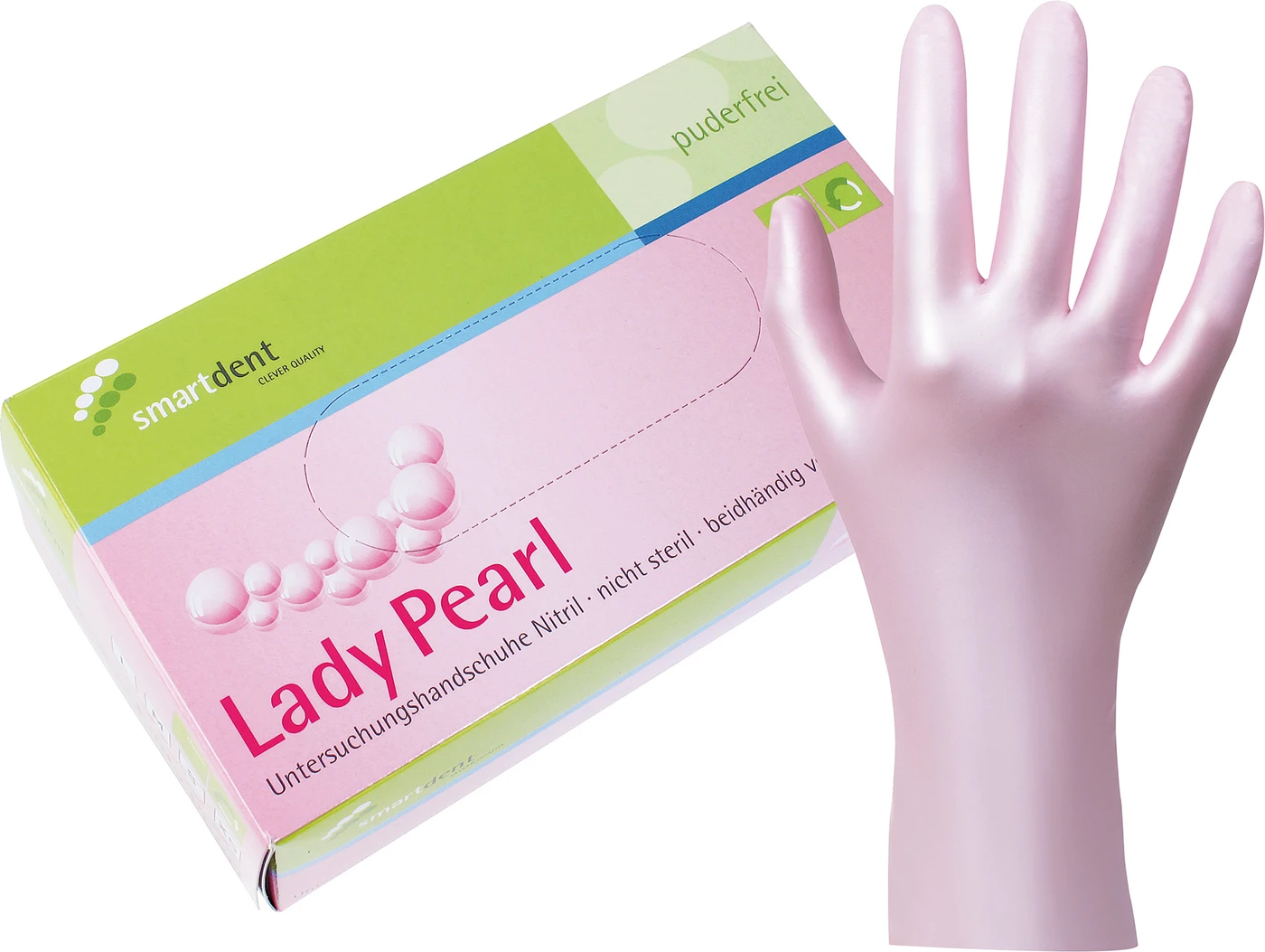 smart Lady Pearl Nitrilhandschuhe Packung 100 Stück puderfrei, perlmutt rosa, S