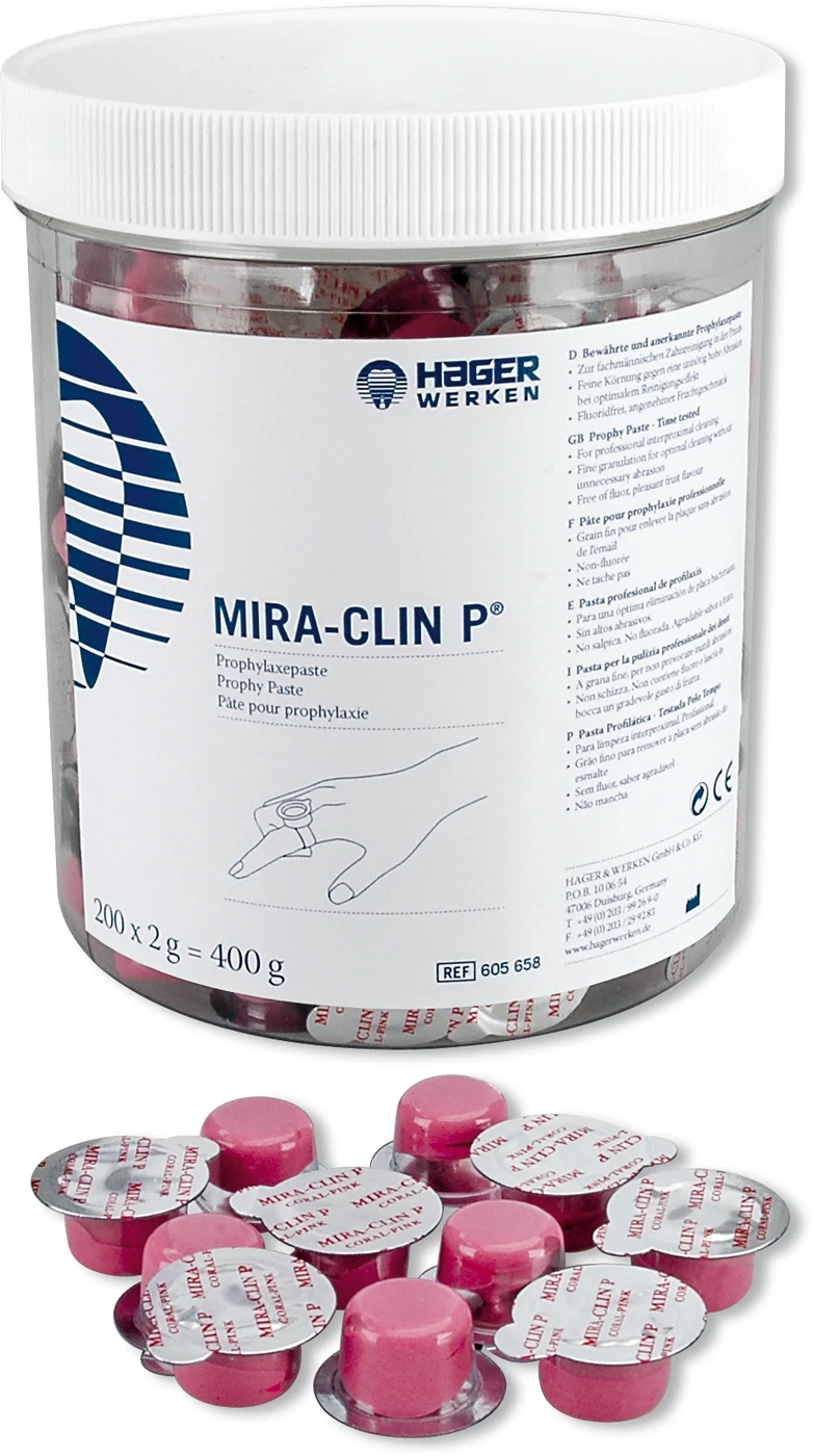 MIRA-CLIN P® Packung 200 x 2 g Paste, 1 Edelstahl-Fingerring