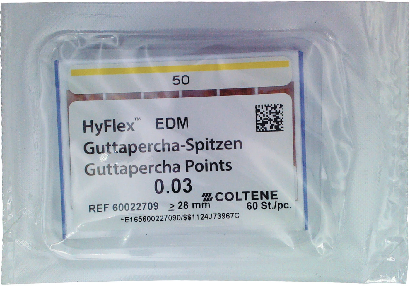 HyFlex™ EDM Guttapercha-Spitzen Packung 60 Stück Taper.03, ISO 050