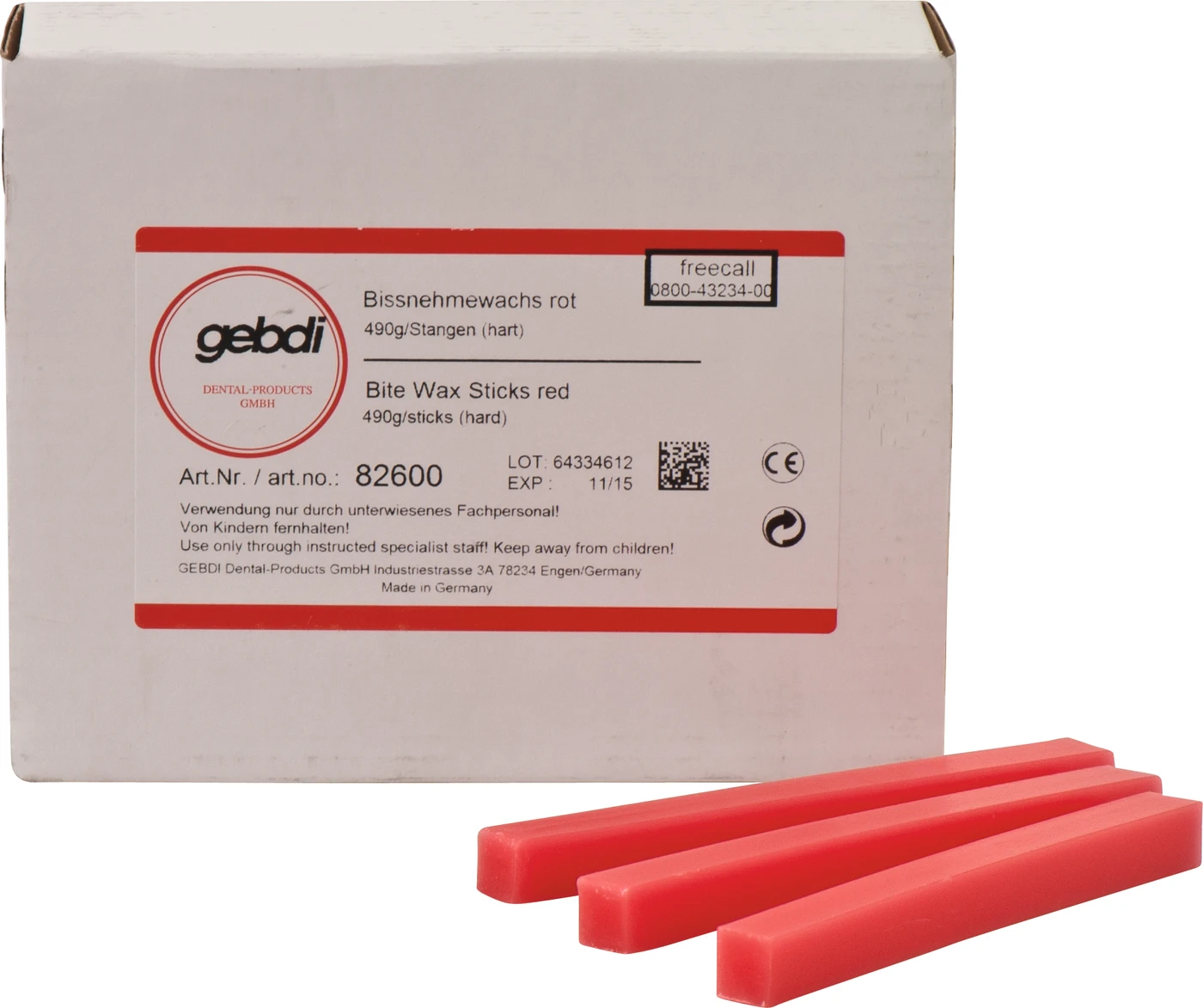 Bissnehmwachs Packung 490 g Stangen rot, hart Bissnehmwachs Packung 490 g Stangen rot, hart