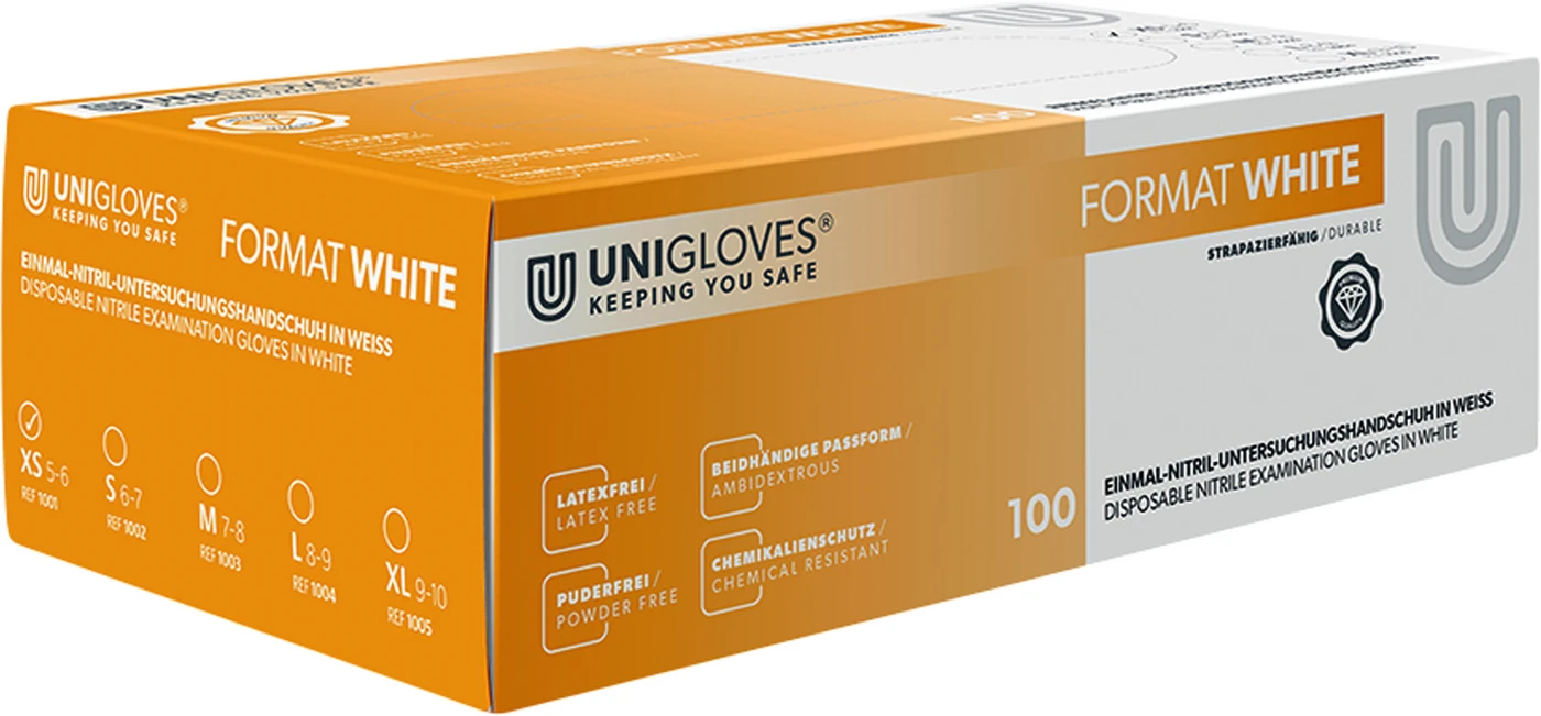 FORMAT Packung 100 Stück puderfrei, weiß, XS FORMAT Packung 100 Stück puderfrei, weiß, XS