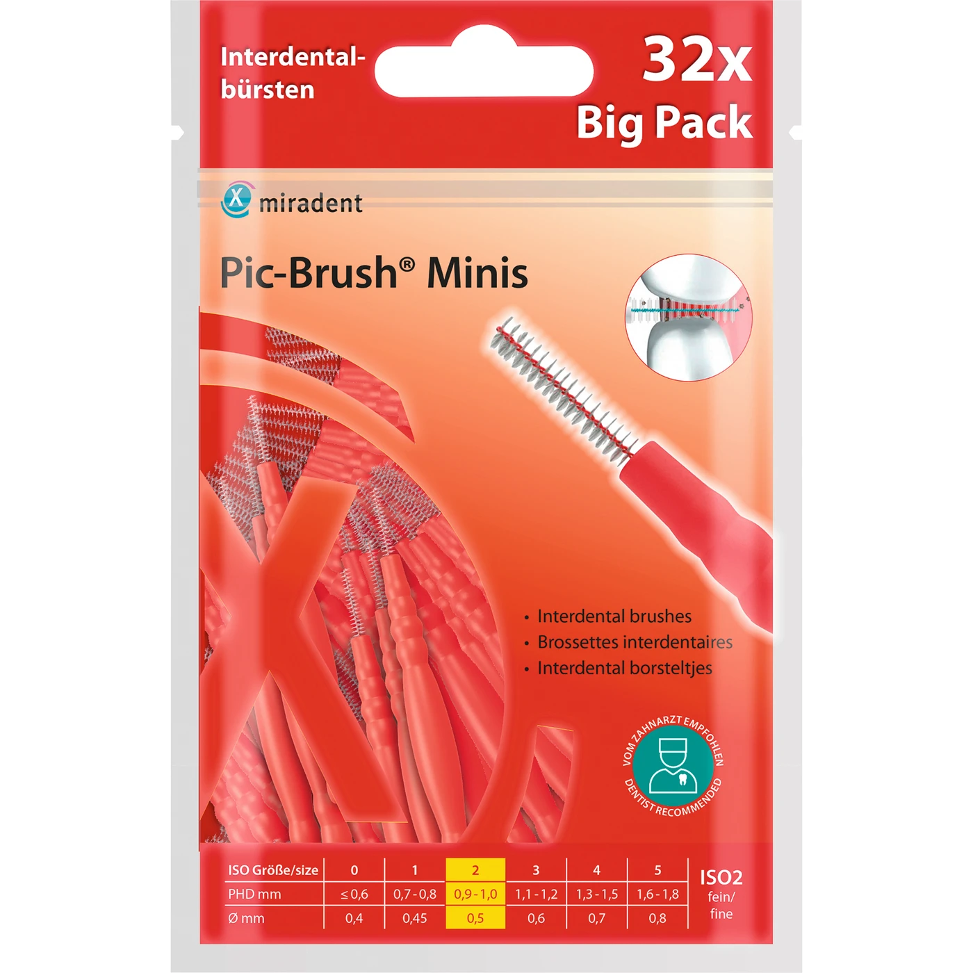 Pic-Brush® Minis Packung 32 Stück rot, fein Ø 0,5 mm