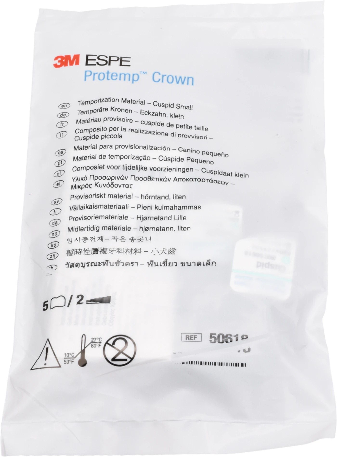 Protemp™ Crown Packung 5 Stück Eckzahn S, 1 Stückmesslehre