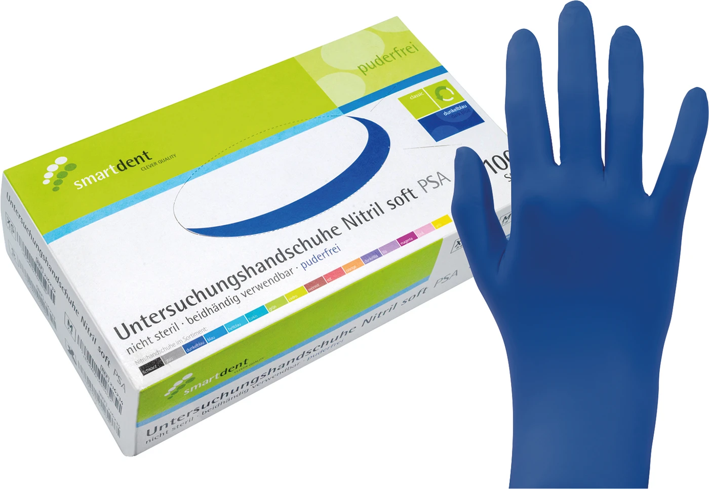 smart Nitrilhandschuhe Soft PF Packung 100 Stück puderfrei, dunkel blau, S