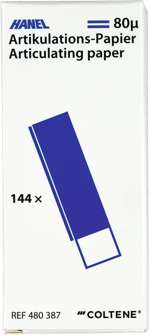 HANEL Artikulations-Papier 80 µm Packung 144 Blatt blau, 80 µm, I-Form