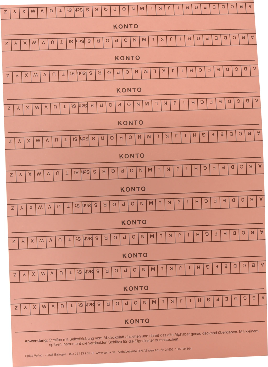 Alphabetleisten DIN A5 Packung 10 Stück rosa