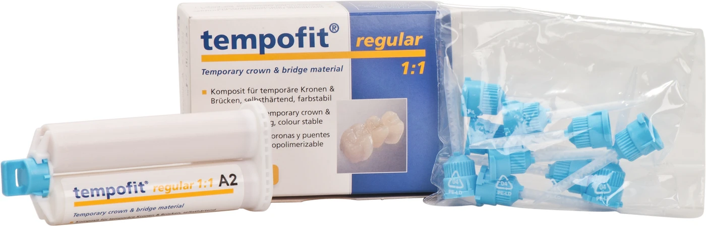 tempofit® regular 1:1 Standardpackung 50 ml Doppelkartusche A2, 10 Mischkanülen