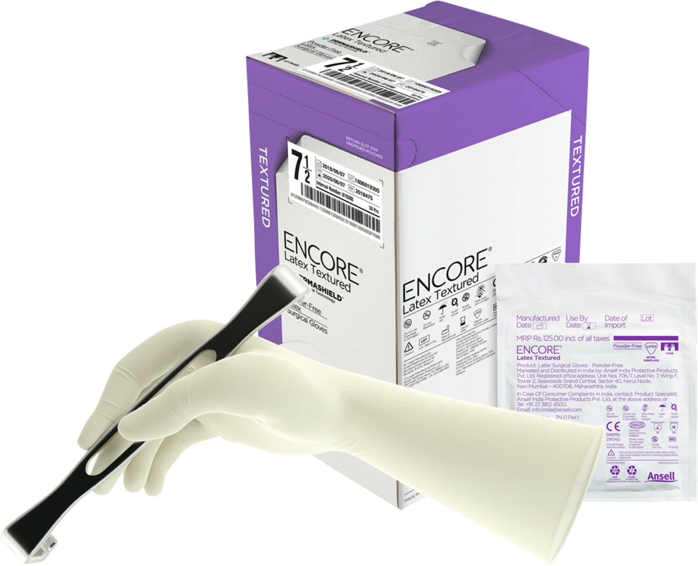 ENCORE® Latex Textured Packung 50 Paar puderfrei, natur, Größe 5,5