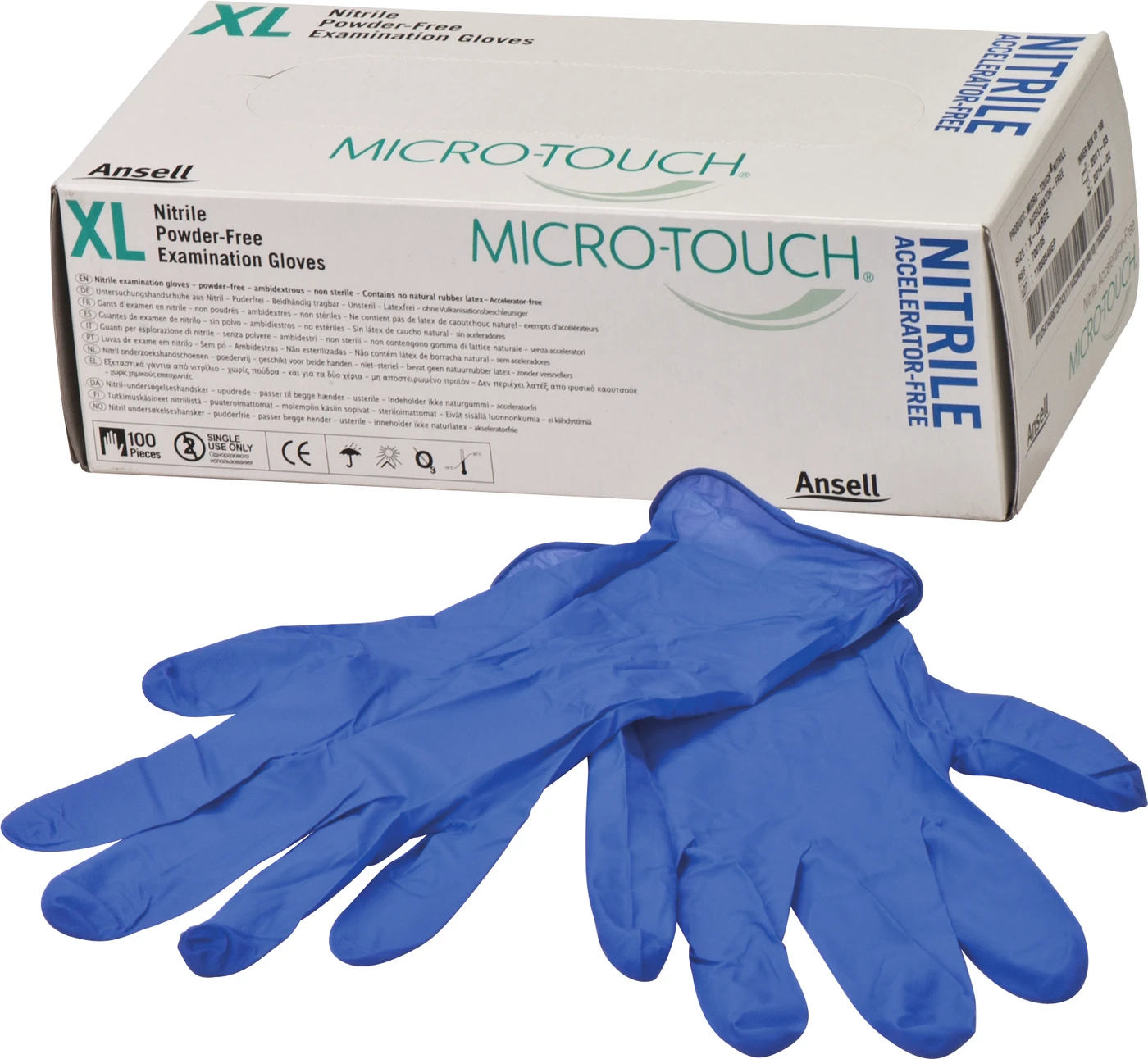 MICRO-TOUCH® Nitrile Accelerator-Free Packung 100 Stück puderfrei, blau, XL