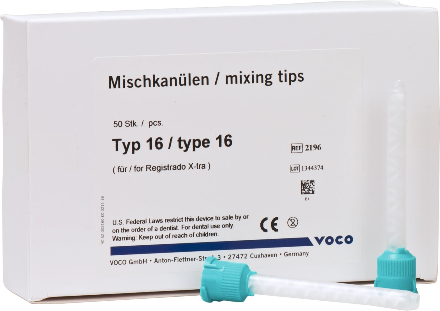 VOCO Mischkanülen Typ 16 Packung 50 Stück blau, Typ 16