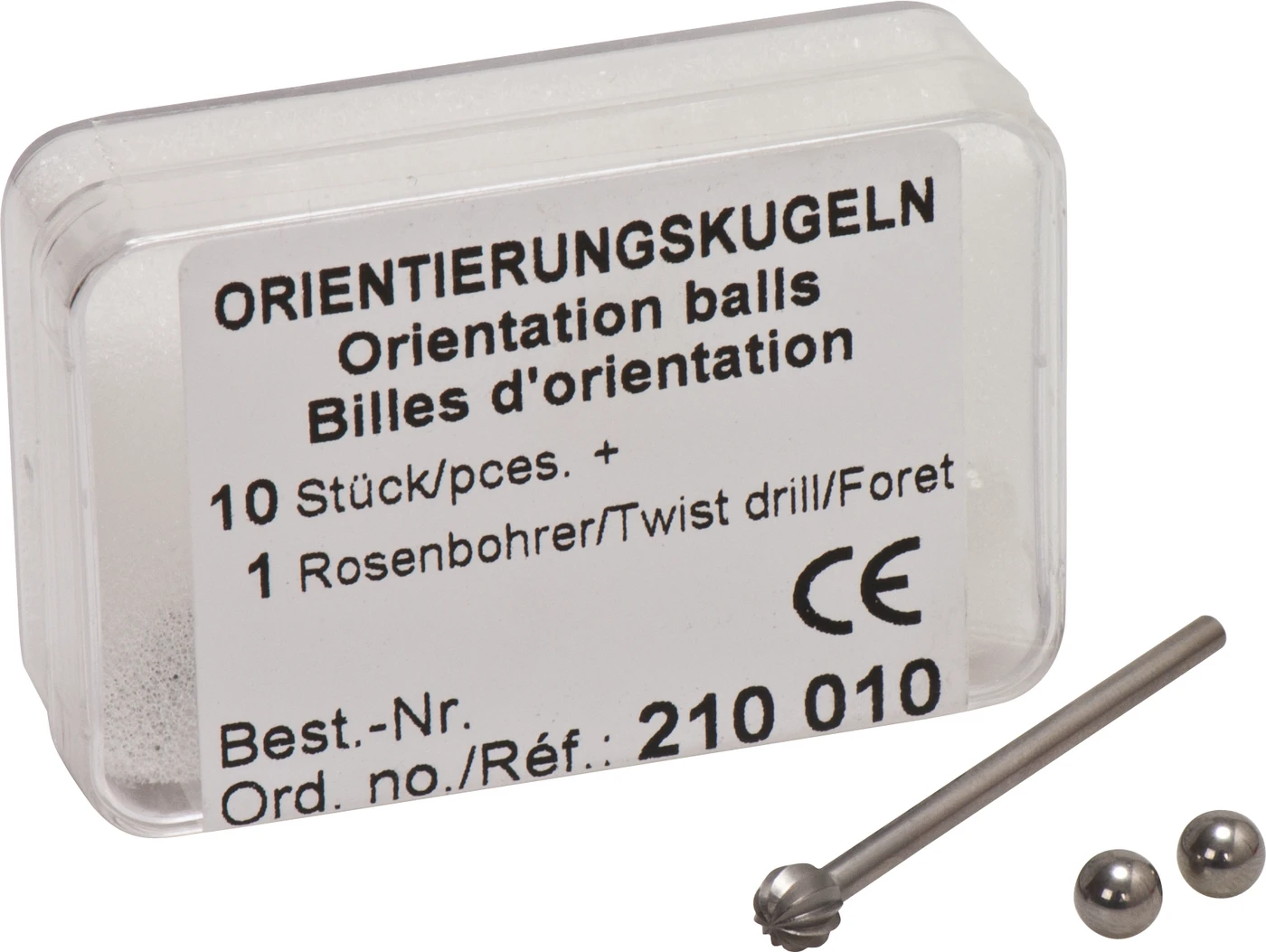 Orientierungskugeln Packung 10 Orientierungskugeln, Ø 5 mm, 1 Rosenbohrer